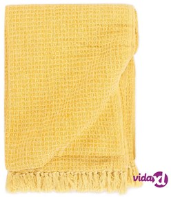 vidaXL Copriletto in Cotone 160x210 cm Giallo Senape