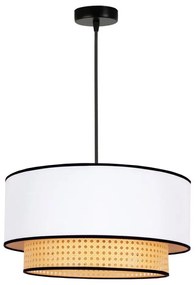 Duolla - Lampadario a sospensione con filo BOHO 1xE27/15W/230V diametro 45 cm bianco/rattan