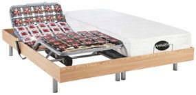 Set da relax, con sospensioni, memory foam e bambù LYSIS III di NATUREA - Motori OKIN - 2 x 80 x 200 cm - Quercia naturale