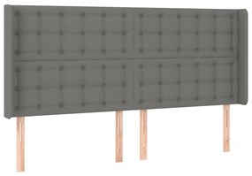 Testiera ad orecchio grigioscuro 163x16x118/128cm intessuto
