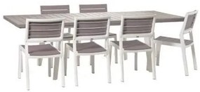 Set Da Pranzo Tavolo Allungabile 100x162/240 Con 6 Sedie In Resina Harmony Keter Cappuccino