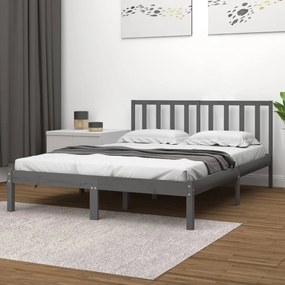Giroletto Grigio İn Legno Massello Di Pino 135x190 Cm Double /