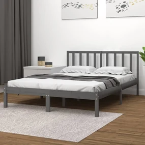 Giroletto Grigio İn Legno Massello Di Pino 135x190 Cm Double /