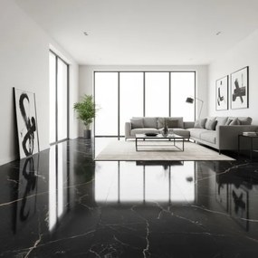 Piastrelle 60x120 Effetto Marmo Nero In Gres Porcellanato Simon Natural Lucide