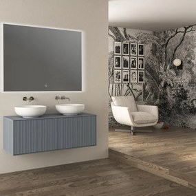 Mobile da bagno sospeso sotto lavabo Modula di Baden Haus L 120 x H 43 x P 46 cm blu ghiaccio cannettato opaco, 2 cassetti