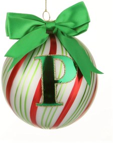 Pallina Natale con lettera P 10 cm Circus verde