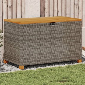 Contenitore Giardino Grigio 110x55x63cm Polyrattan Legno Acacia /