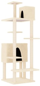 Albero per gatti con tiragraffi in sisal crema 154 cm