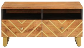 Tavolino da salotto marrone e nero 80x54x40 cm legno di mango