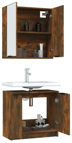 Set mobili da bagno 2 pz rovere fumo in legno multistrato