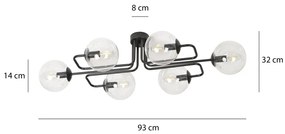 Lampadario da soffitto BRENDI 6 in acciaio e vetro 6xE14 Colore del corpo Trasparente