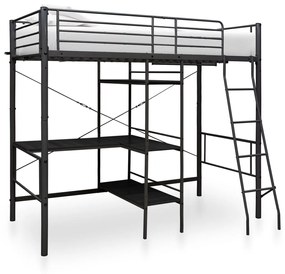 Letto A Castello Con Tavolino Nero İn Metallo 90x200 Cm /