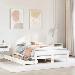 Letto Senza Materasso Bianco 140x200 Cm Legno Massello Di Pino /