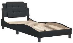 Giroletto con testiera nero 100x200 cm in similpelle