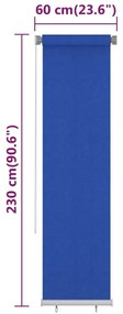 Tenda a Rullo per Esterni 60x230 cm Blu HDPE