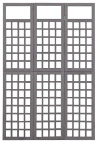 Divisorio a 3 pannelli in massello di abete grigio 121x180 cm