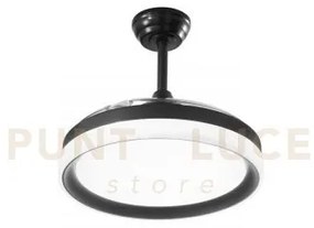 Plafoniera led ventilatore 72w 7200 lumen nero pale retrattili d.10...