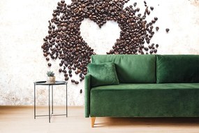 Carta da parati autoadesiva – Cuore di chicchi di caffè