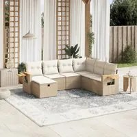 Set Divani da Giardino 7 pz con Cuscini Beige in Polyrattan 3265545