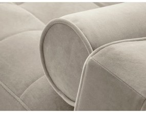 Divano letto angolare in velluto beige, angolo destro Santo - Milo Casa