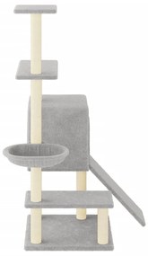 Albero per gatti con tiragraffi in sisal grigio chiaro 130,5 cm