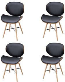 Sedie Da Pranzo 4 Pz İn Legno Curvato E Similpelle /