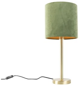 Lampada da tavolo botanica in ottone con paralume verde 25 cm - Simplo