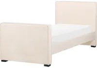 Letto singolo in velluto con telaio imbottito beige camera da letto stile moderno tradizionale