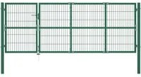 Cancello di Recinzione con Paletti 350x120 cm in Acciaio Verde cod mxl 74175