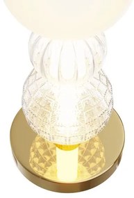 Lampada Scrivania Contemporanea Collar 18W Metallo Oro E Bianco Paralume Vetro