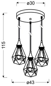 Lampadario a sospensione con filo GRAF 3xE27/60W/230V