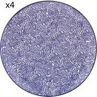 Set 4 piatti piani puntini blu porcellana Hanami