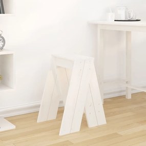 Sgabelli 2 pz bianchi 40x40x60 cm in legno massello di pino