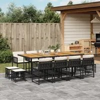 Set da Pranzo da Giardino 13pz con Cuscini Nero in Polyrattan 3211527