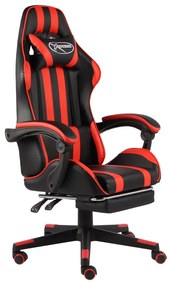 Sedia Da Gaming Con Poggiapiedi Nero E Rosso İn Similpelle /