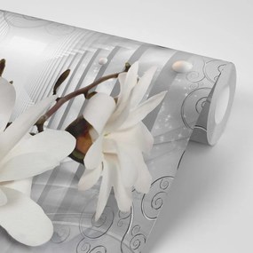 Carta da parati – Magnolia con Sfondo Astratto