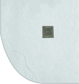 Piatto doccia semicircolare 90x90cm effetto pietra bianco - KAMALU