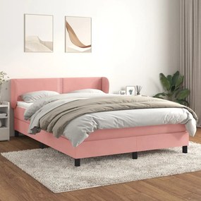 Giroletto A Molle Con Materasso Rosa 140x190 Cm İn Velluto /