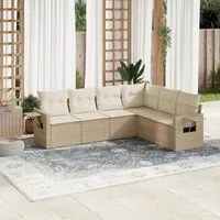 Set Divano da Giardino 6 pz con Cuscini Beige in Polyrattan 3220207