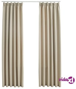vidaXL Tende Oscuranti con Ganci 2 pz Beige 140x175 cm