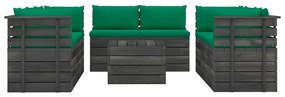 Set Divani da Giardino su Pallet 9 pz con Cuscini Massello Pino