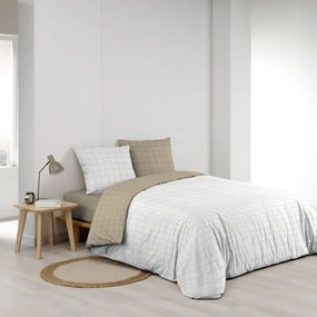 Set copripiumino e federa bianco/beige in cotone per letto matrimoniale 200x200 cm Cadria – douceur d'intérieur
