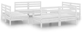 Set divani da giardino 8 pz bianco in legno massello di pino