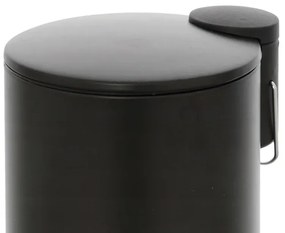 Pattumiera bagno in acciaio nero con pedale e coperchio slim 3 lt