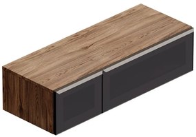 Mobile da bagno sotto lavabo Star noce - nero/vetro dark grey L 120.3 x H 30 x P 46 cm 2 cassetti, lavabo non incluso