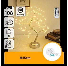Aigostar - Decorazione natalizia a LED 108xLED/3xAA/8 funzioni 45cm bianco caldo