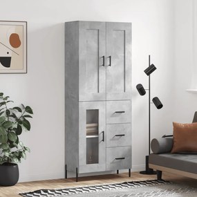 Credenza Grigio Cemento 69,5x34x180 Cm İn Legno Multistrato /