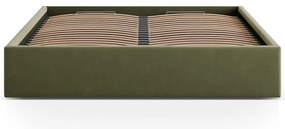 Letto matrimoniale imbottito verde con contenitore/senza testiera con rete inclusa 160x200 cm Susan – Micadoni