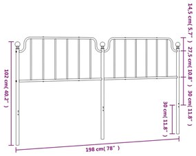 Testiera in Metallo Bianco 193 cm