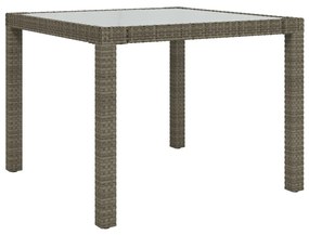 Tavolo giardino 90x90x75cm vetro temperato e polyrattan grigio